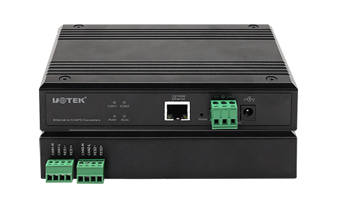 工业智能串口CANFD转以太网换器_UT-6502-FD 以太网转2口 CANFD转换器