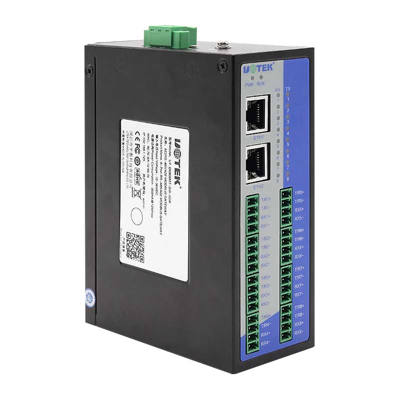 导轨式8口隔离型Modbus网关
