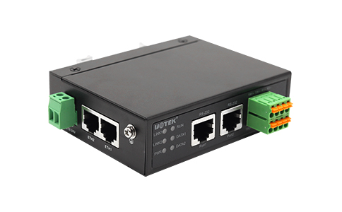 工业级RS-232/485/422 串口转TCP/IP服务器_UT-6802A-SW 10/100M以太网转 2 口串口服务器