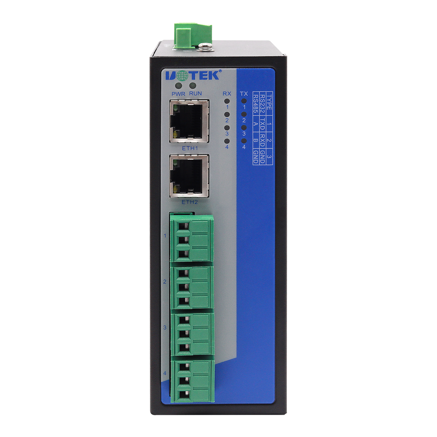 导轨式4口RS-232/485串口服务器