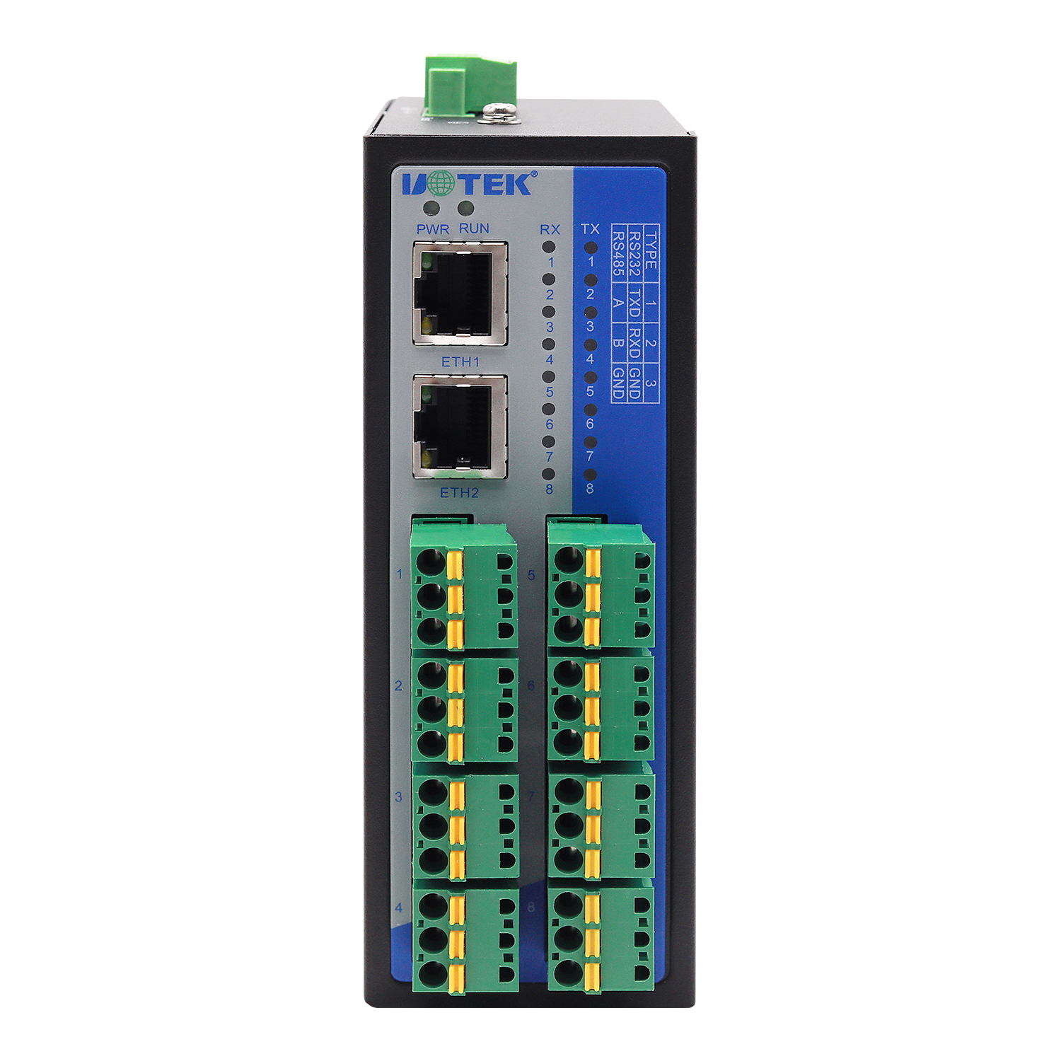 导轨式8口RS-232/485串口服务器