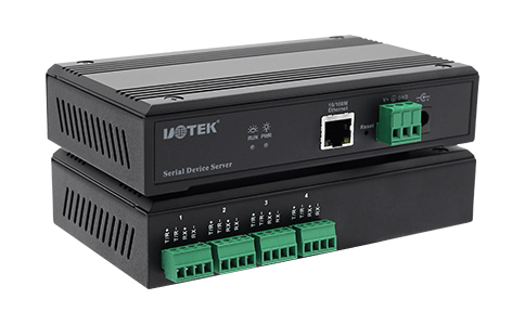 工业TCP/IP网络转RS-485/422串口通讯服务器_UT-6804MT 10/100M转4口RS-485/422串口服务器