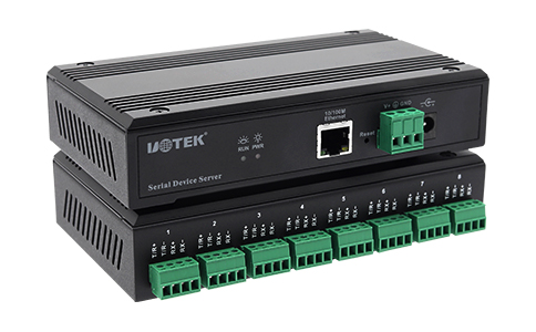 工业级串口转以太网服务器_UT-6808MT 10/100M转8口RS-485/422串口服务器