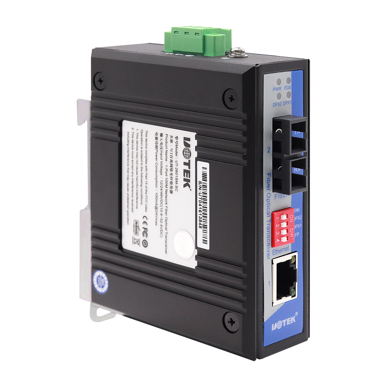 1口百兆网络光纤收发器